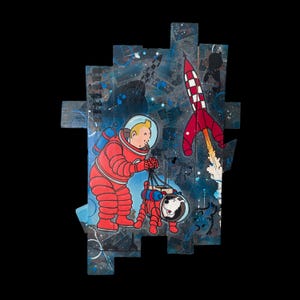 Pop art painting Tintin and Snowy