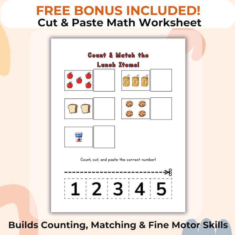 Juice Math Activity Lunch Box Pretend Play Learn Math Game / Counting Activity for ...