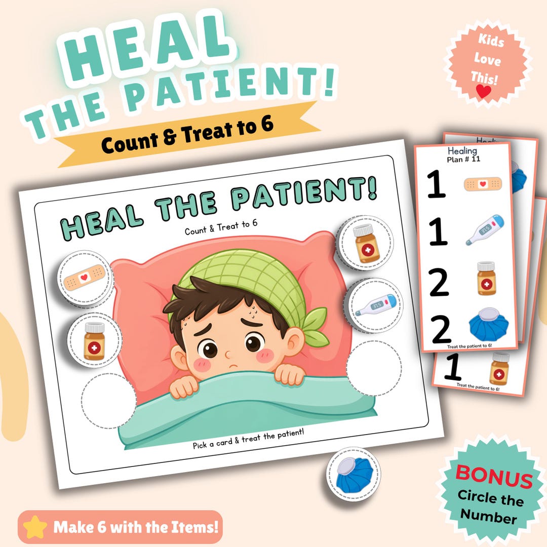 Doctor Pretend Play Learn Math Game Printable/ Counting to 6 for ...