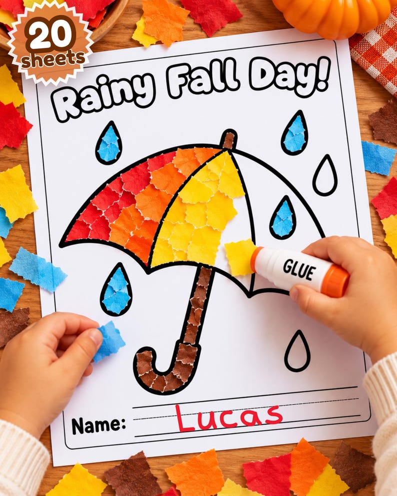 Fall Tear an Paste Crafts for Kids/ 20 Autumn Preschool Activities ...
