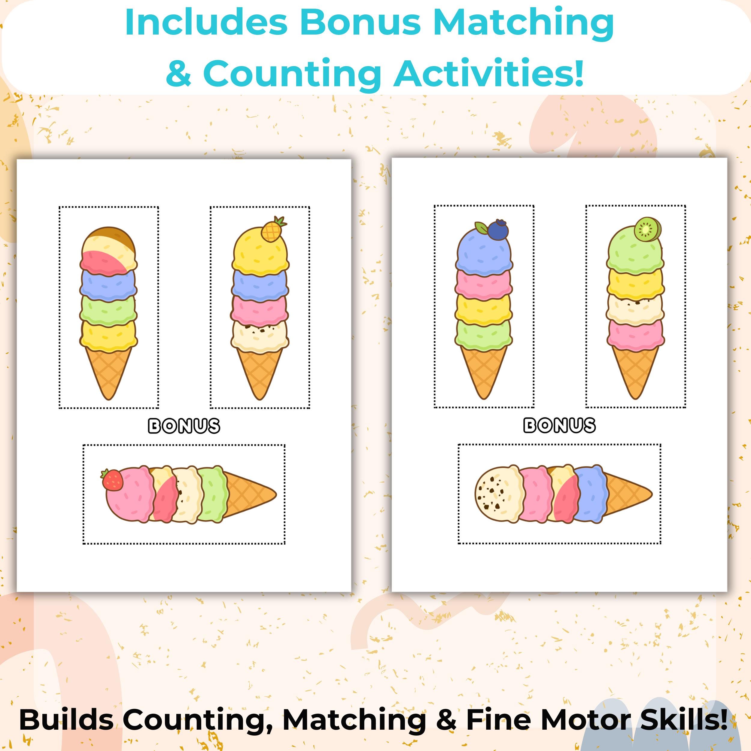 Ice Cream Cone Counting Game Printable/ Pretend Play Math Activity ...