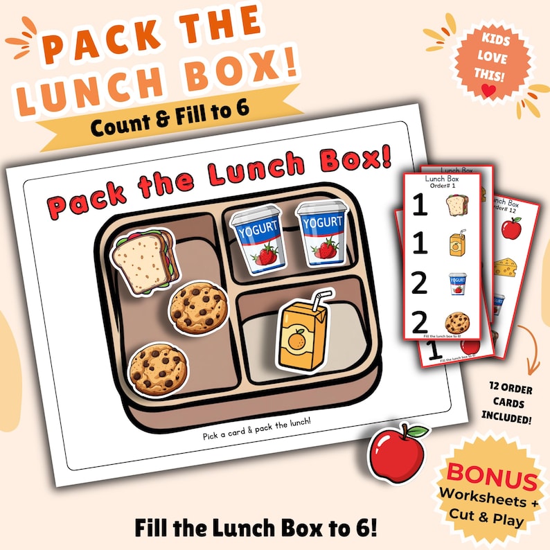 Lunch Box Pretend Play Learn Math Game / Counting Activity for ...