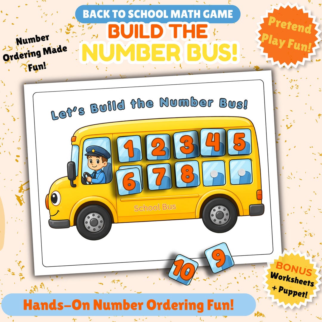 Build the Number Bus Printable/ Number Order Activity for Preschool ...