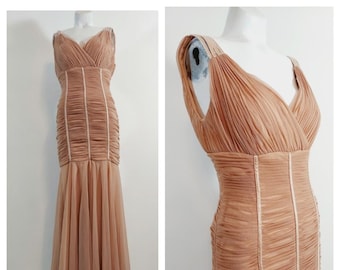 Vintage y2k ruched prom dress / Hollywood Glam party dress / Marilyn Monroe column dress / GlitterNGoldVintage