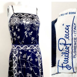 Vintage Pucci maxi set / Pucci print hand screened cotton jersey / Signed fabric floral leaf print / luxury gift / glitterngoldvintage