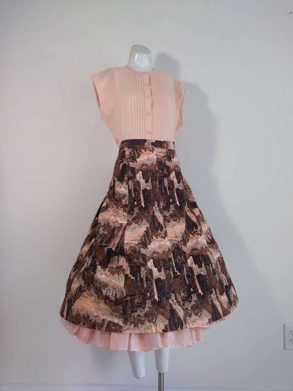 Vintage 50s novelty print skirt / 50s cotton skirt