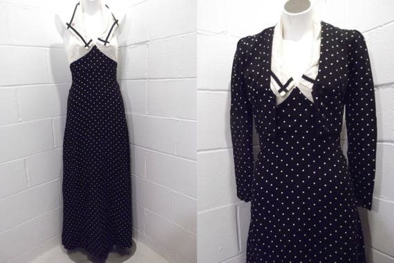 60s does 30s 40s halter top maxi dress and jacket