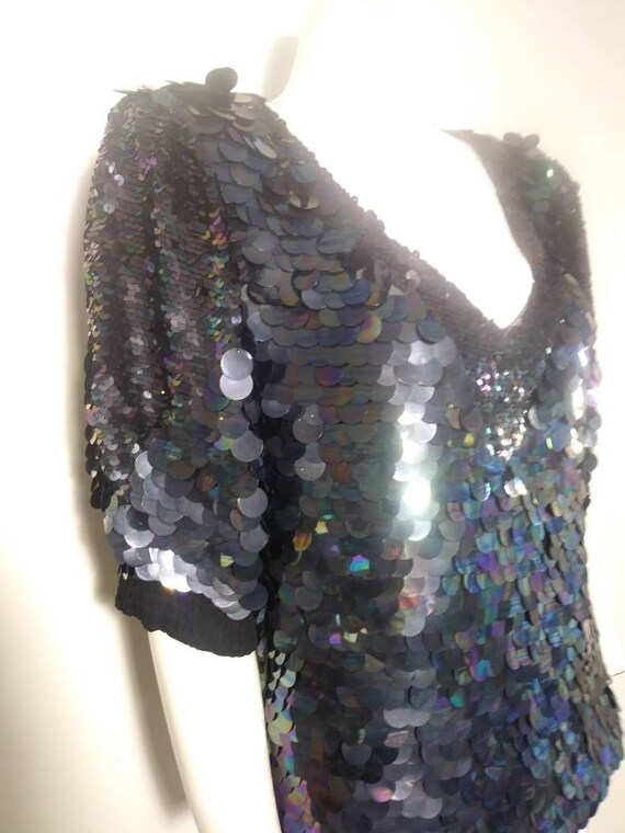70s disco glam Oleg Cassini Blouse / vintage Sequi