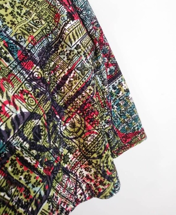 50s velvet print skirt / 50s full skirt / 50s Rock