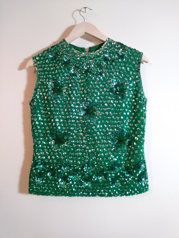 50s sequin blouse / 50s Beaded Top / 50s Hollywood