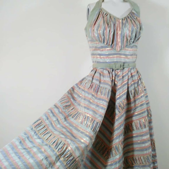 Vintage 50s cotton candy halter dress / 50s party