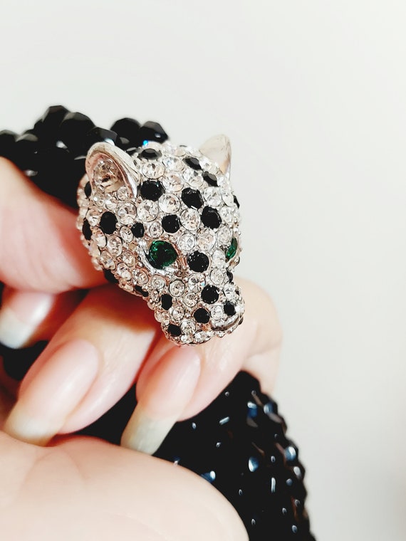 Vintage KJL for Avon Panther Necklace, Rhinestone… - image 5