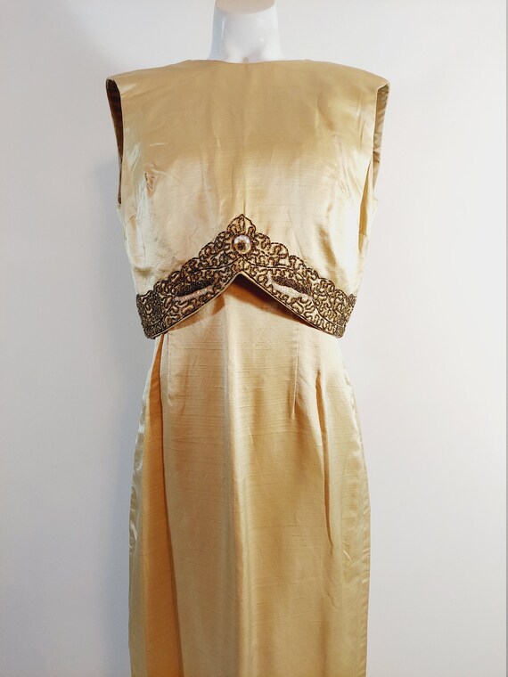 Vintage 50s 60s silk column dress / 50s dress and… - image 3