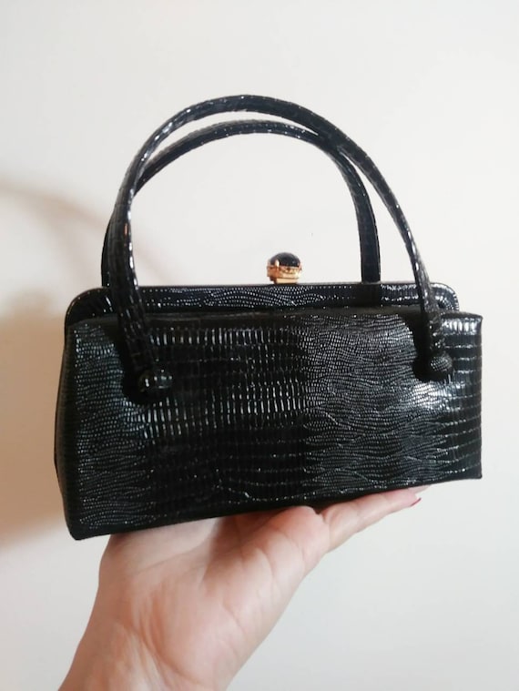 Vintage 50s reptile snake purse / 50s hand bag pur