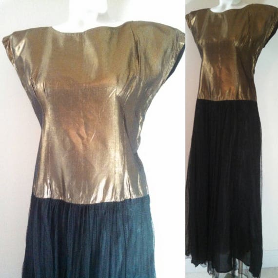 30s 40s gold Dress / Art Deco Dress / 30s cocktail