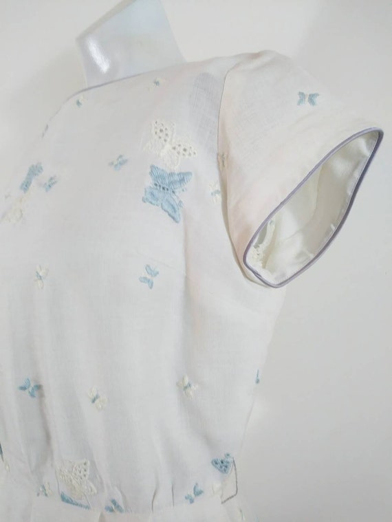 50s cotton embroidered eyelet dress / 50s butterfl