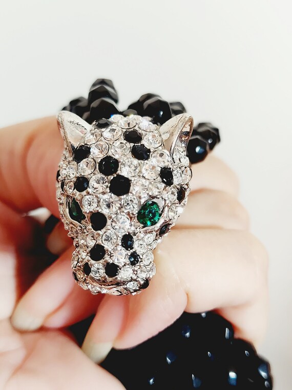 Vintage KJL for Avon Panther Necklace, Rhinestone… - image 2