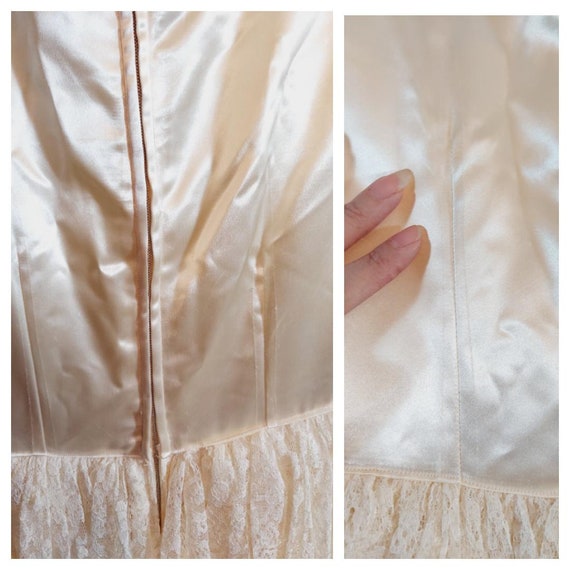 Vintage 40s 50s wedding gown dress / liquid satin… - image 9