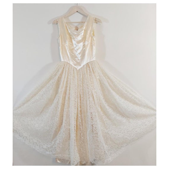 Vintage 40s 50s wedding gown dress / liquid satin… - image 3