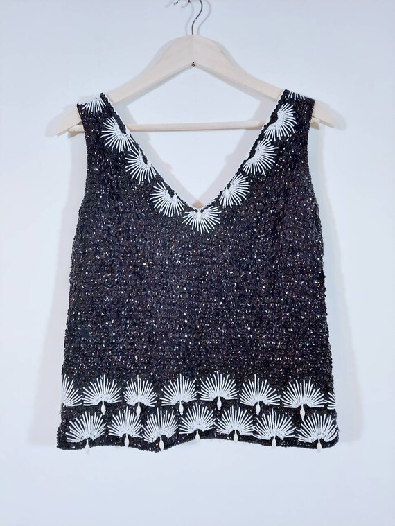50s 60s sequin blouse / 50s beaded Top / 50s Holly