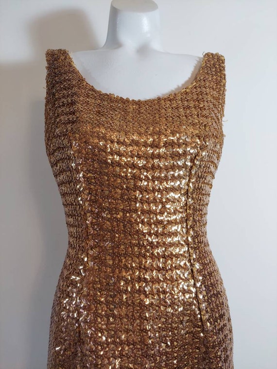 Vintage gold sequin dress / Holiday dress / Showgi