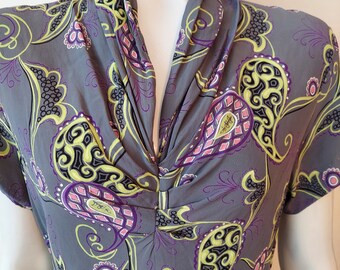 Stunning Vintage 40s paisley rayon dress / 40s novelty print dress / Glitterngoldvintage