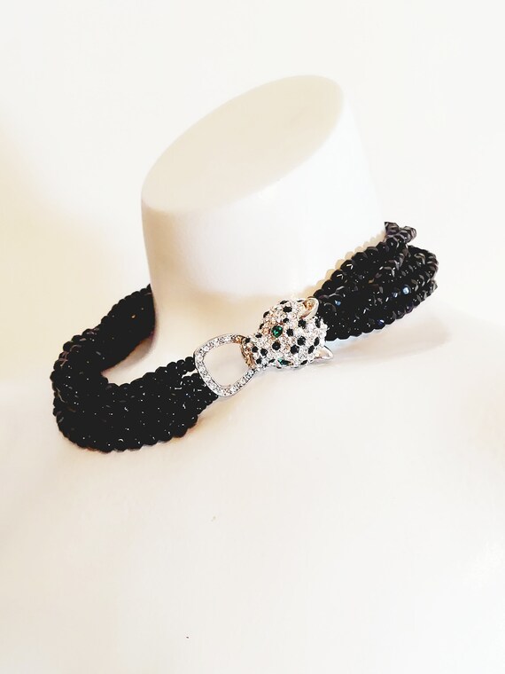 Vintage KJL for Avon Panther Necklace, Rhinestone… - image 4