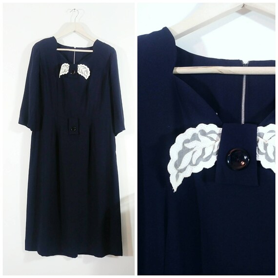 50s size Large XL dress / Allen Peck Dress / 50s n