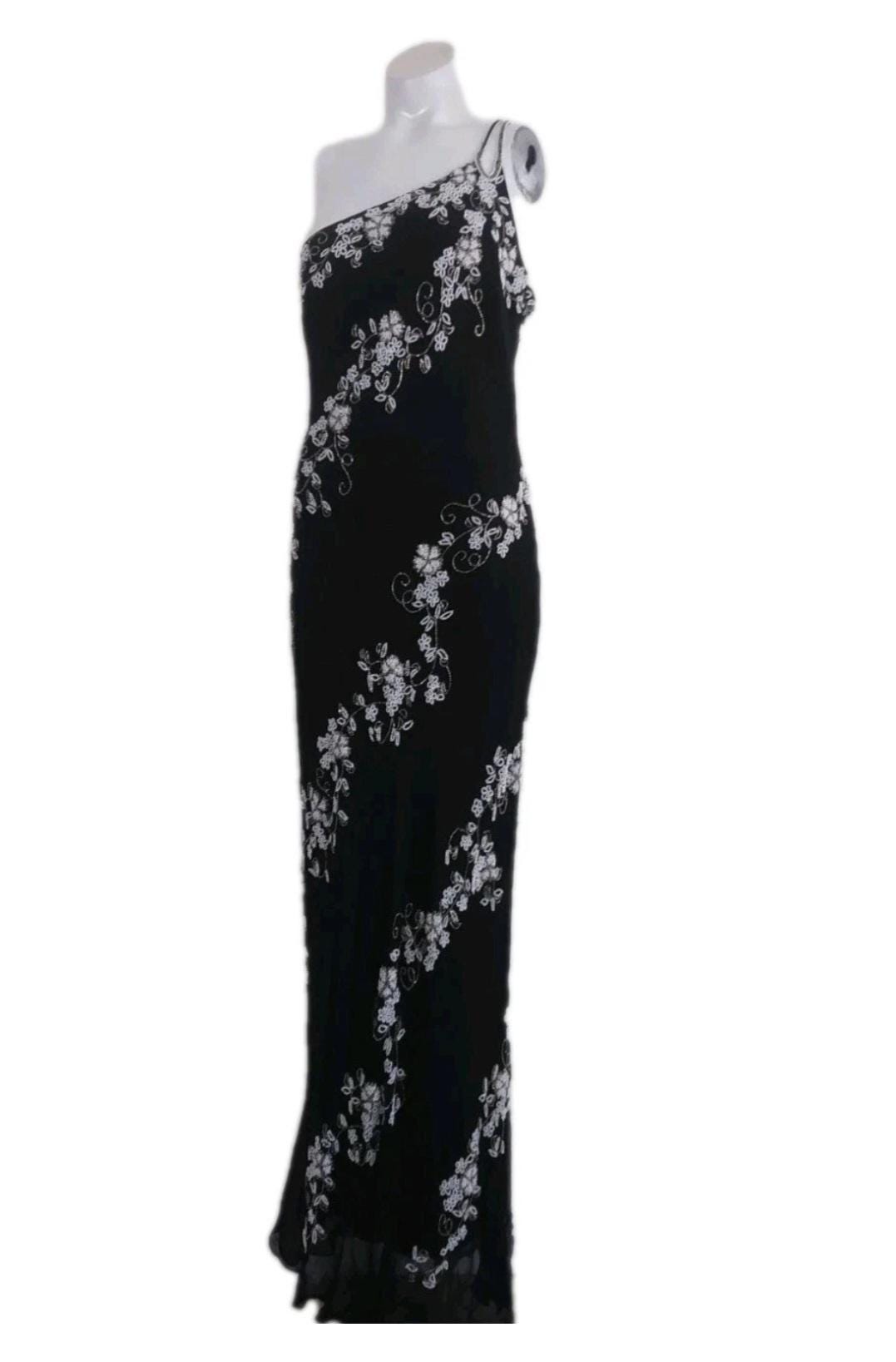 90s slip dress prom Vintage Halter V Neck Beaded Appliques 90s Prom Dress Mermaid Evening Dress  SH1132 main image 1