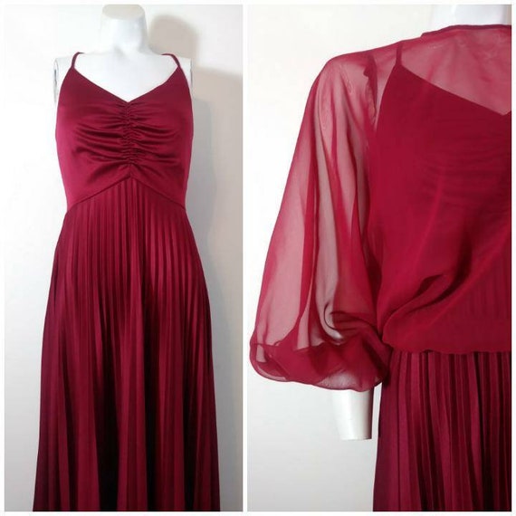 vintage 70s maxi dress / 70s dress and jacket blou