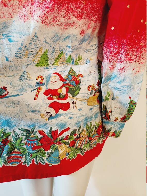 Vintage 50s novelty print Christmas blouse / 50s … - image 7