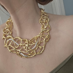 Vintage Elizabeth Taylor hollywood glamour necklace / Treasured Vines Gold Swarovski Crystals / Runway statement / GlitterNGoldVintage