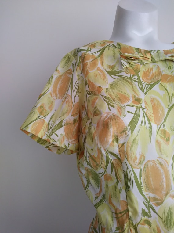 vintage 50s tulip blouse / 50s button up back Blou