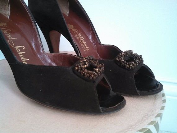 Vintage 40s Peep Toe Heels / 40s 50s Shoes / 40s H