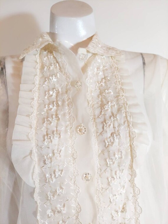 Vintage 50s blouse / 50s sheer nylon blouse / shee