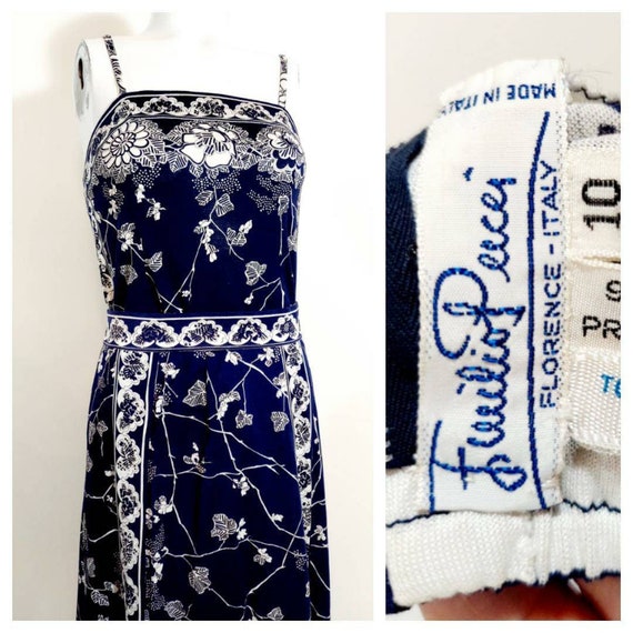 Emilio Pucci, Vintage Pucci maxi skirt set hand screened print cotton jersey / Signed fabric floral / luxury vintage gift glitterngoldvintage