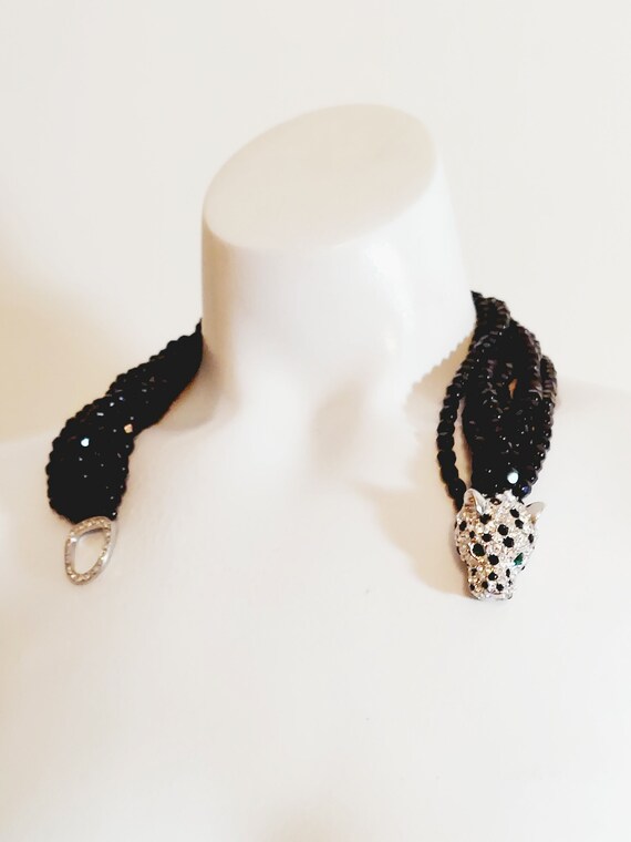 Vintage KJL for Avon Panther Necklace, Rhinestone… - image 6