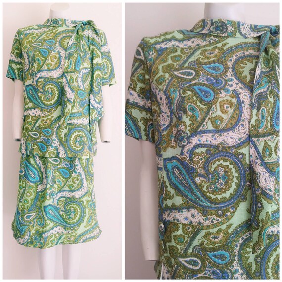 Vintage R & K original suit / 60s paisley suit / 6