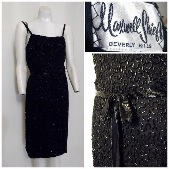 Vintage 50s beaded dress / Maxwell Shieff dress /