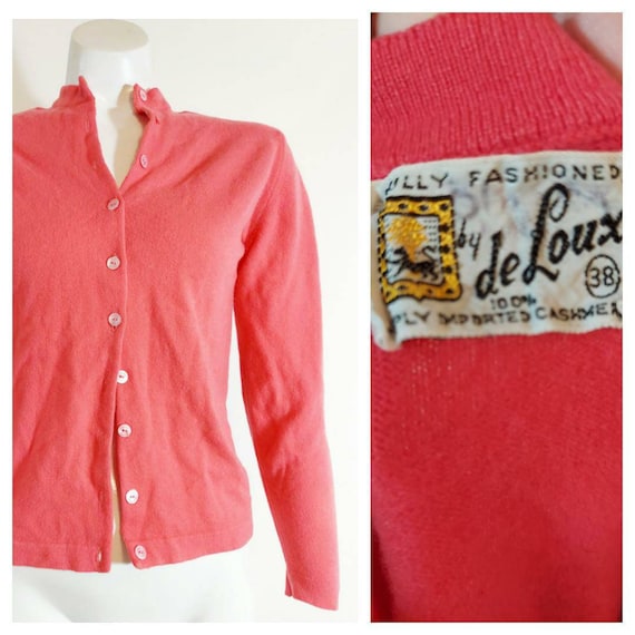 Vintage cashmere cardigan sweater / vintage 50s 60
