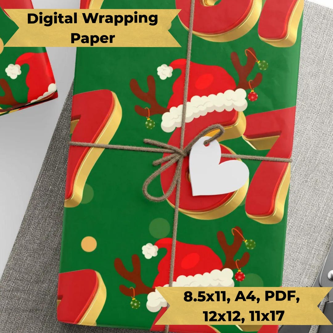 67 Digital Wrapping Paper, Christmas Cookies Printable Gift Wrap, 8 ...
