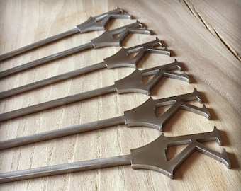 Personalized Stainless Steel Cocktail Skewers: Appetizer Picks, Set of 6