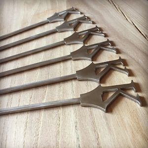Martini Skewers, Set of 6, 4.5&quot; Custom Stainless Steel Skewers - Perfect for appetizers, hors d&#39;oeuvres, drinks, entertaining