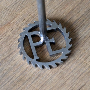 Initial Branding Iron with Saw Blade Outline, Custom Brander, Woodworking, Fathers Day Gift