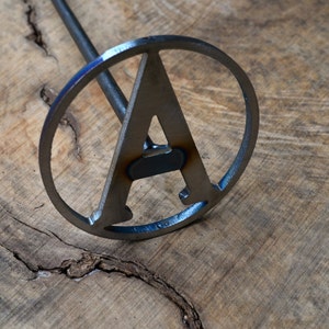 Marca de hierro con inicial circular, marca personalizada, marca de madera, regalo para el Día del Padre