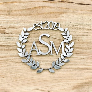 Wreath Branding Iron with Monogram and Year, Laurel, Wedding Brander, Branding Ceremony