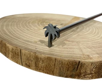 Mini palmera de hierro para marcar: cuero, madera, sombrero