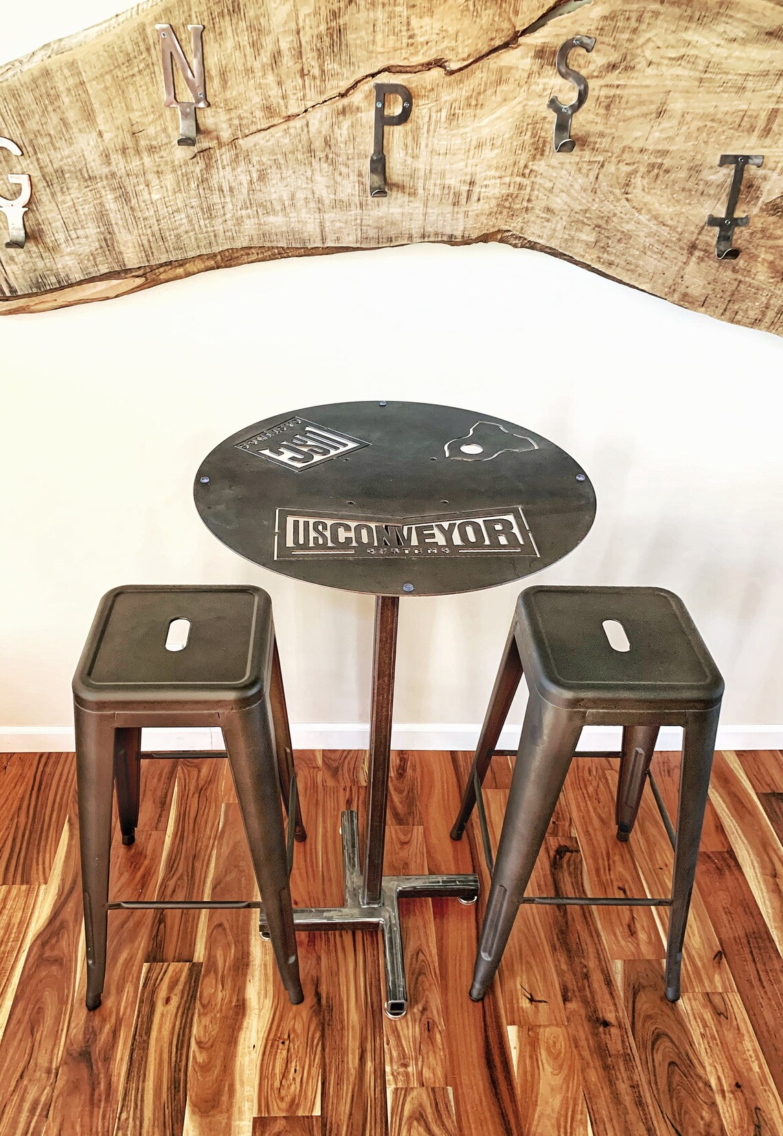 Custom Pub Table Steel Table With Glass Topper Etsy