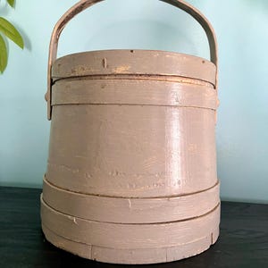 Vintage Primitive Wooden Bucket Firkin Sugar Bucket