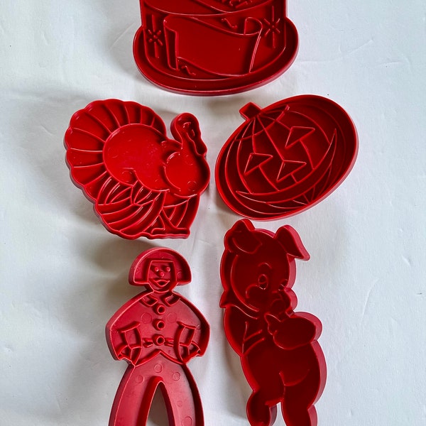 Cookie Cutters Vintage Red Plastic